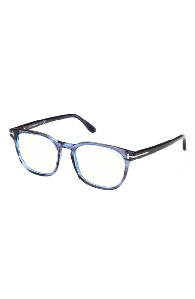 Tom Ford 53mm Square Blue Light Blocking Glasses In Blue/other