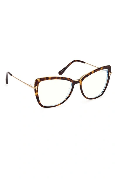 Shop Tom Ford 55mm Butterfly Blue Light Blocking Glasses In Havana/other