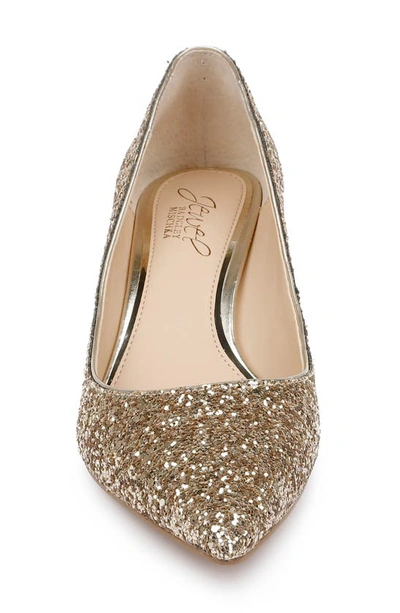 Shop Jewel Badgley Mischka Royalty Kitten Heel Pump In Gold Disco