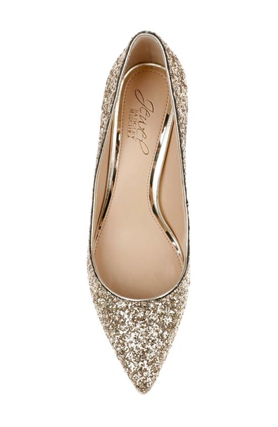 Shop Jewel Badgley Mischka Royalty Kitten Heel Pump In Gold Disco