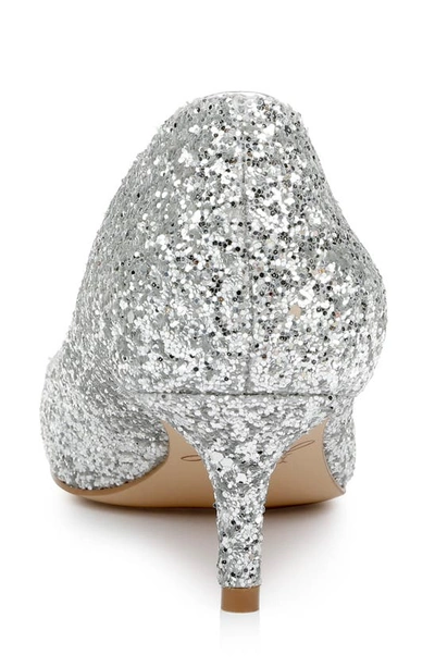 Shop Jewel Badgley Mischka Royalty Kitten Heel Pump In Silver Disco