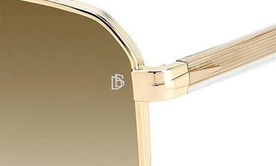 Shop David Beckham Eyewear 61mm Rectangular Sunglasses In Gold Crystal/ Brown Gradient