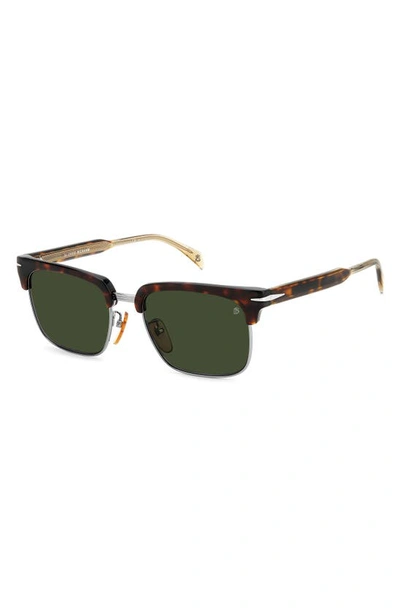 David Beckham Eyewear 55mm Rectangular Sunglasses In Havana Ruthen/ Green