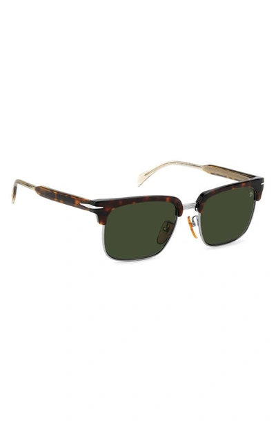 David Beckham Eyewear 55mm Rectangular Sunglasses In Havana Ruthen/ Green
