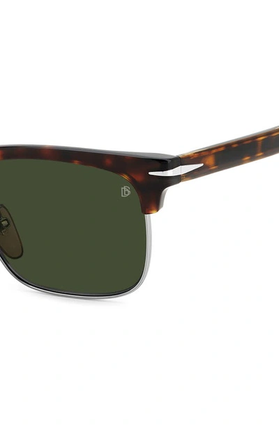 David Beckham Eyewear 55mm Rectangular Sunglasses In Havana Ruthen/ Green