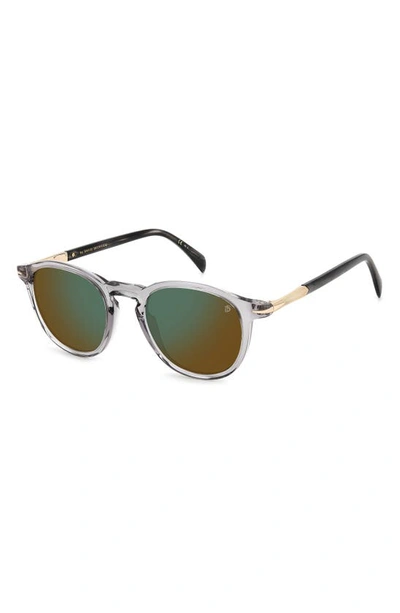 Shop David Beckham Eyewear 49mm Round Sunglasses In Grey/ Green Mirror