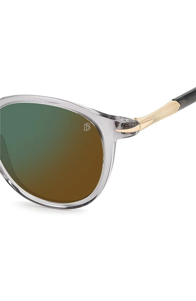 Shop David Beckham Eyewear 49mm Round Sunglasses In Grey/ Green Mirror