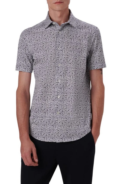 Bugatchi Miles Ooohcotton® Confetti Print Short Sleeve Button-up Shirt In Black