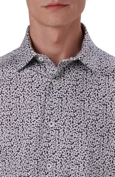 Bugatchi Miles Ooohcotton® Confetti Print Short Sleeve Button-up Shirt In Black