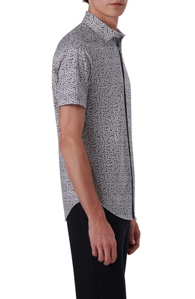 Bugatchi Miles Ooohcotton® Confetti Print Short Sleeve Button-up Shirt In Black