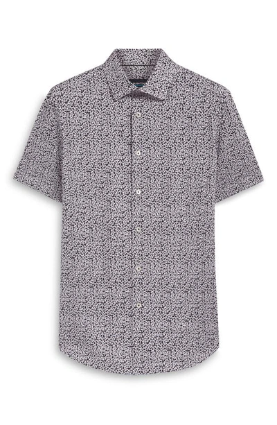 Bugatchi Miles Ooohcotton® Confetti Print Short Sleeve Button-up Shirt In Black