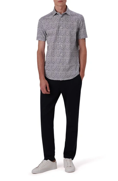 Bugatchi Miles Ooohcotton® Confetti Print Short Sleeve Button-up Shirt In Black