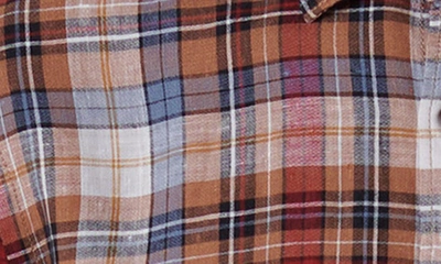 Bugatchi Plaid Linen Button-up Shirt In Caramel