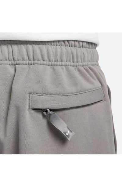 Shop Nike Solo Swoosh Sweat Shorts In Flat Pewter/ White