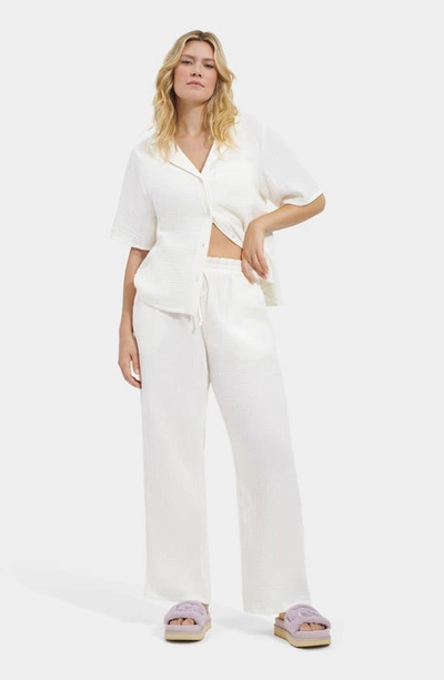 Shop Ugg Karrie Cotton Gauze Lounge Pants In Nimbus