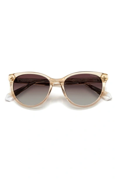 Shop Polaroid 53mm Polarized Round Sunglasses In Champagne/ Brown Grad Polar