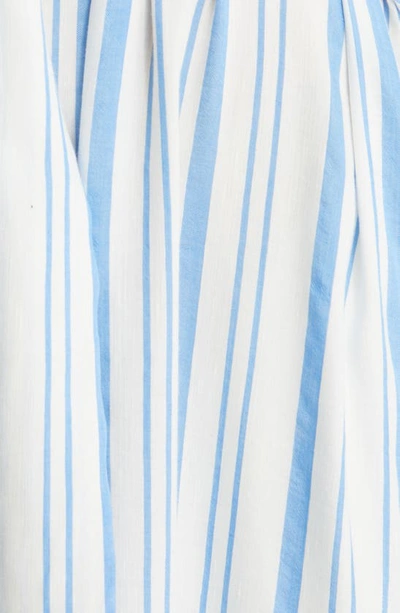 Shop Hugo Boss Dalinena Stripe Belted Linen Blend Shirtdress In Summer Sky Pinstripe