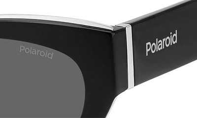 Shop Polaroid 50mm Polarized Cat Eye Sunglasses In Black/ Gray Polarized