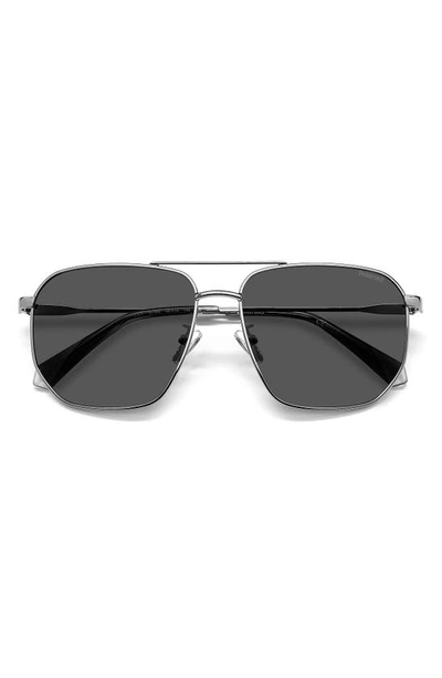 Shop Polaroid 59mm Polarized Rectangular Sunglasses In Dark Ruthen/ Gray Polar