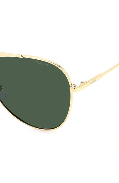 Shop Polaroid 61mm Flat Front Polarized Aviator Sunglasses In Gold/ Green Polarized