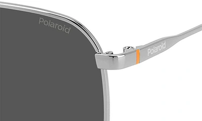 Shop Polaroid 59mm Polarized Rectangular Sunglasses In Dark Ruthen/ Gray Polar