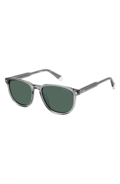 Shop Polaroid 55mm Polarized Rectangular Sunglasses In Grey/ Green Polarized