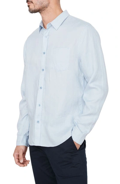 Shop Vince Linen Button-up Shirt In Oxford Blue