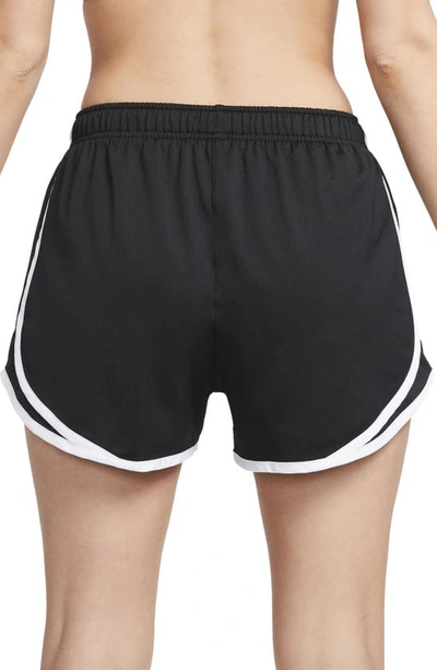 Shop Nike Dri-fit Tempo Ribbed Running Shorts In Black/ White/ Black