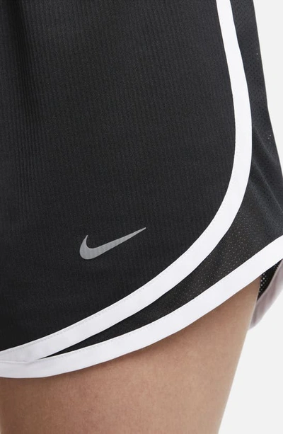 Shop Nike Dri-fit Tempo Ribbed Running Shorts In Black/ White/ Black