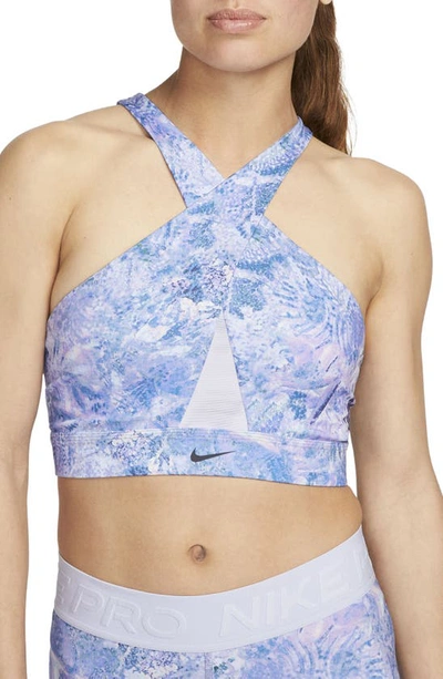 Nike Women's Swoosh Wrap Medium-support 1-piece Pad Printed Sports Bra In  Purple