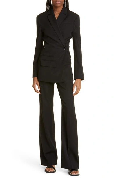 Jacquemus Tibau Asymmetric Double-breasted Grain De Poudre Wool Blazer In 990 Black