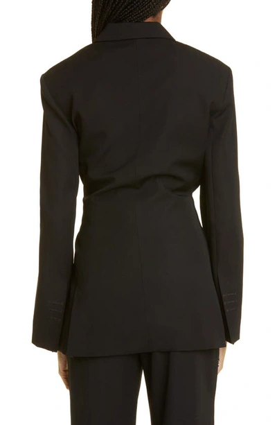 Jacquemus Tibau Asymmetric Double-breasted Grain De Poudre Wool Blazer In 990 Black