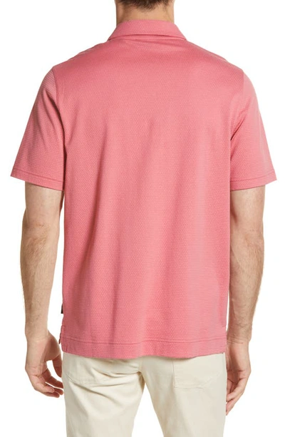 Shop Ted Baker London Chard Textured Pocket Polo In Mid Pink