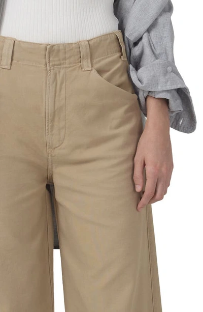 Shop Citizens Of Humanity Paloma High Waist Wide Leg Twill Utility Trousers In Khaki Classic