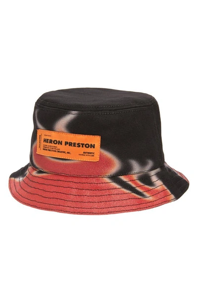Shop Heron Preston Heron Law Flames Bucket Hat In Black Red