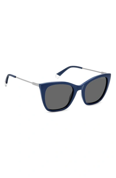 Shop Polaroid 52mm Polarized Cat Eye Sunglasses In Blue/ Gray Polar