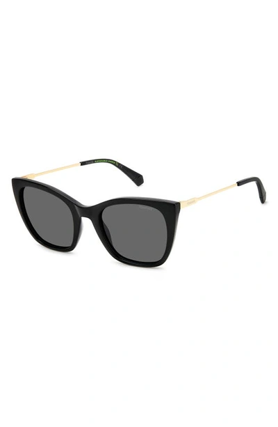 Shop Polaroid 52mm Polarized Cat Eye Sunglasses In Black/ Gray Polar