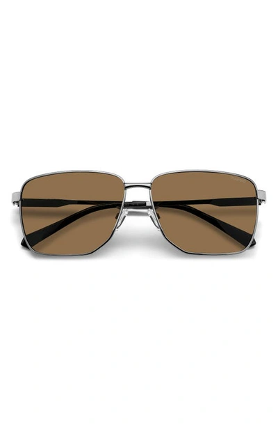 Shop Polaroid 62mm Polarized Oversize Square Sunglasses In Ruthenium/ Bronze Polar
