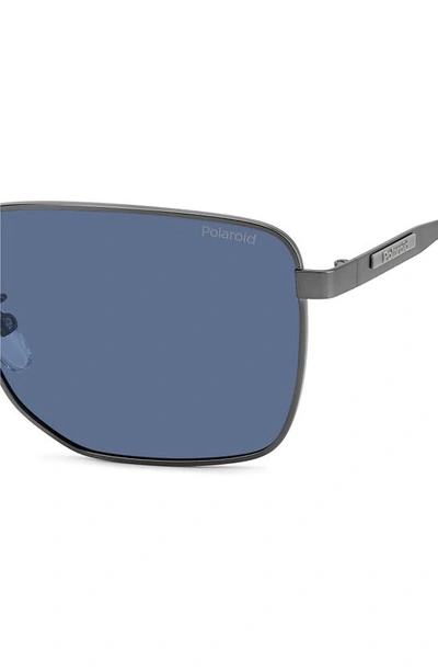 Shop Polaroid 62mm Polarized Oversize Square Sunglasses In Matte Dark Ruth/ Blue Polar