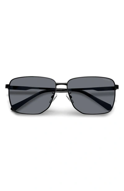 Shop Polaroid 62mm Polarized Oversize Square Sunglasses In Black/ Gray Polar