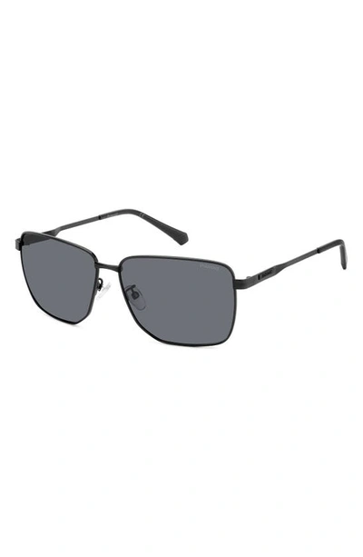Polaroid 62mm Polarized Oversize Square Sunglasses In Black/ Gray Polar