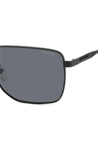 Polaroid 62mm Polarized Oversize Square Sunglasses In Black/ Gray Polar