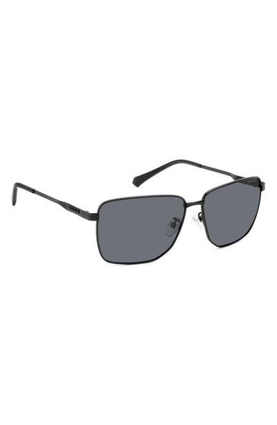 Polaroid 62mm Polarized Oversize Square Sunglasses In Black/ Gray Polar
