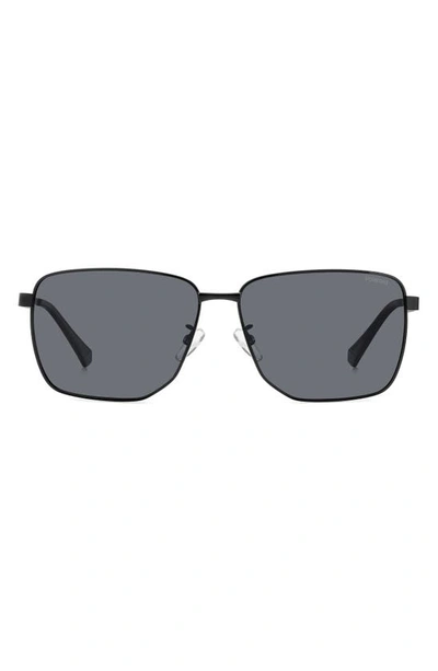 Polaroid 62mm Polarized Oversize Square Sunglasses In Black/ Gray Polar