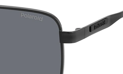 Polaroid 62mm Polarized Oversize Square Sunglasses In Black/ Gray Polar