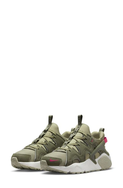 Shop Nike Air Huarache Craft Sneaker In Medium Olive/ Sail/ Hyper Pink