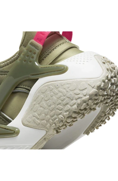 Shop Nike Air Huarache Craft Sneaker In Medium Olive/ Sail/ Hyper Pink