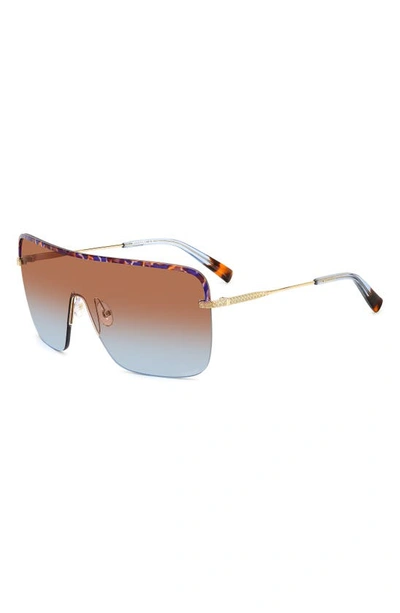 Shop Missoni 99mm Shield Sunglasses In Gold Blue Havana/ Brown Blue