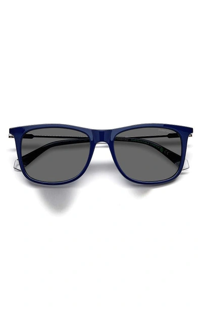 Shop Polaroid 55mm Polarized Rectangular Sunglasses In Blue/ Gray Polar