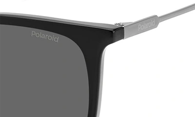 Shop Polaroid 55mm Polarized Rectangular Sunglasses In Black/ Gray Polar